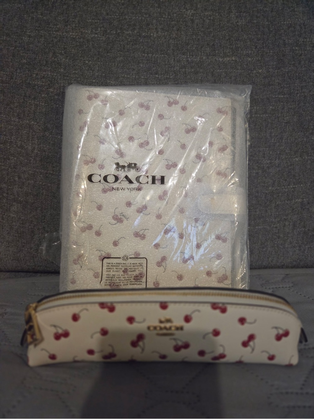 Coach Cherry Print Notebook and pen/pencil case holder